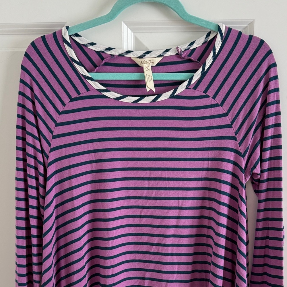 Matilda Jane Striped Purple and Blue Tunic Top SZ Small 95% Modal - Picture 3 of 8
